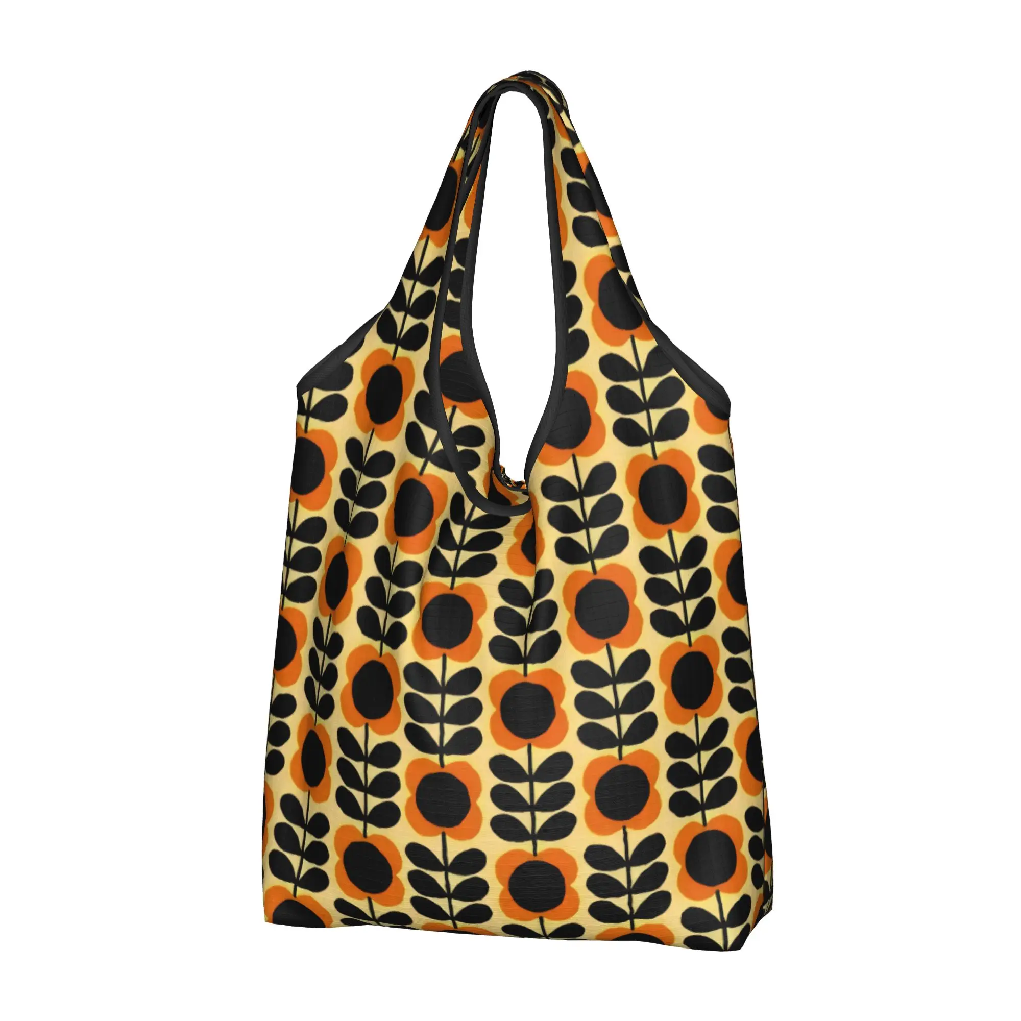 Custom Orla Kiely Multi Stem Flowers  Shopping Bag Women Portable Large Capacity Grocery Scandinavian Style Tote Shopper Bags