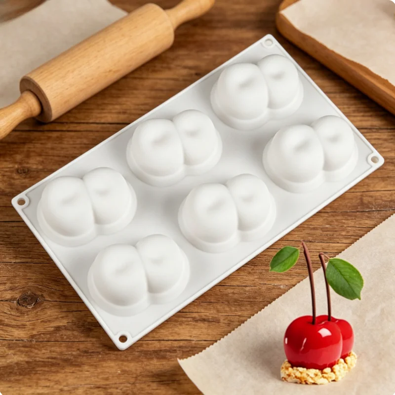 1pc cherry silicone cake mold 6-hole non-stick for chocolate cakes themed baking creative tool