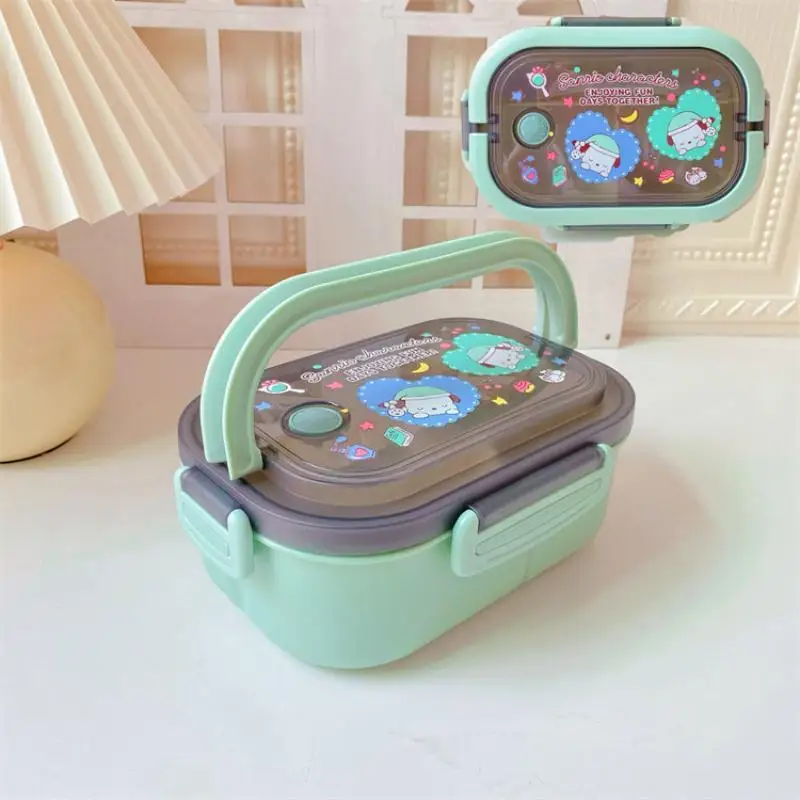 Disney Stitch Cartoon Portable Lunch Box Child Student Hermetic Bento Box Office Portable Double Layer Lunch Box High Capacity