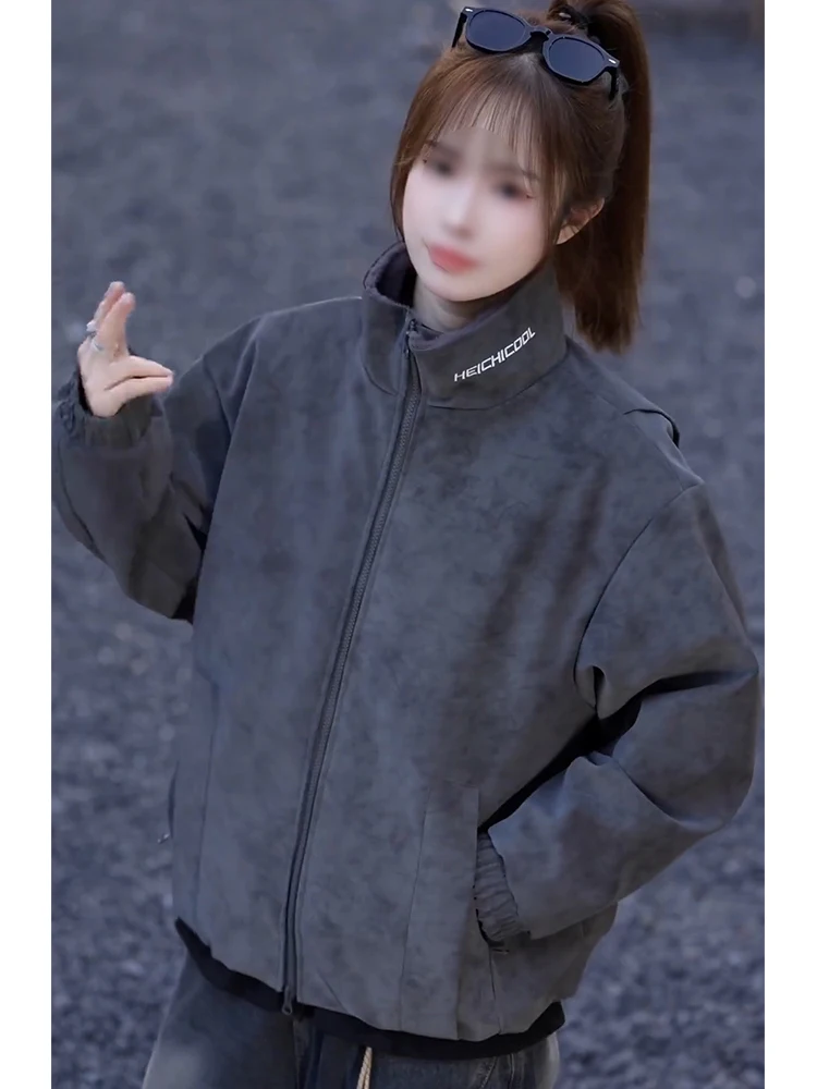 

Thiened Carbon ey Stand Collar Dyed PU Leather Jaet Cotton Coat Men Winter Fce Inner Waist Inward ort Sle Outerwear