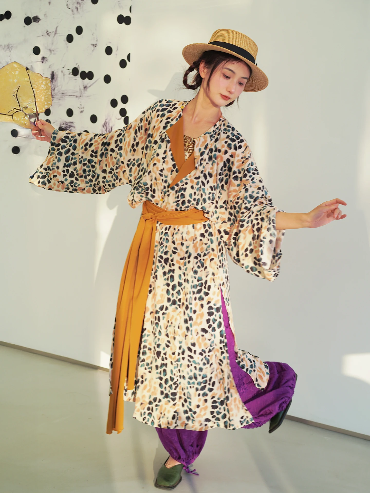 

Original Hanfu Tang Dynas Sle round Ne Missing Hip Robe with Susps Lantern Pants for Daily Commuting Ethnic Sle