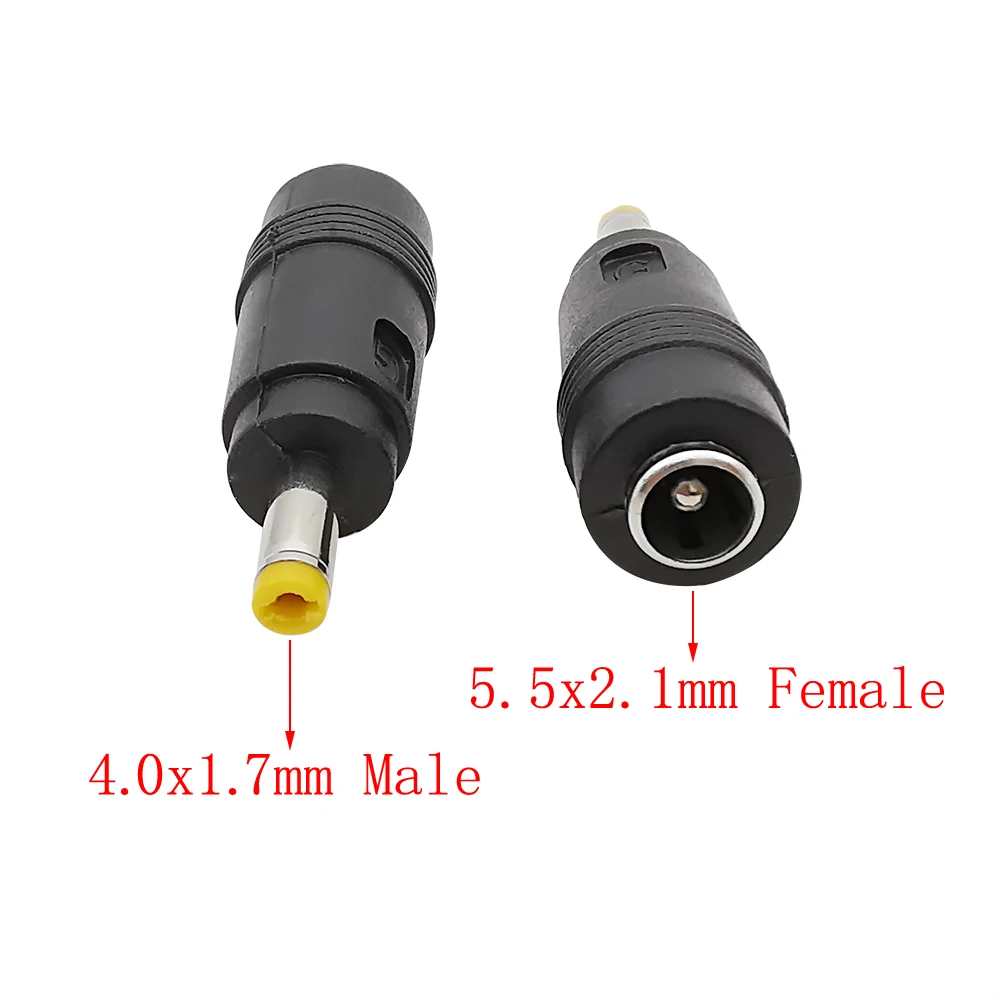 Adapter wtyczki DC Zasilanie DC 5,5 x 2,1 mm żeńskie do złącza męskiego 4,0 x 1,7 mm do konwersji interfejsu ładowania laptopa