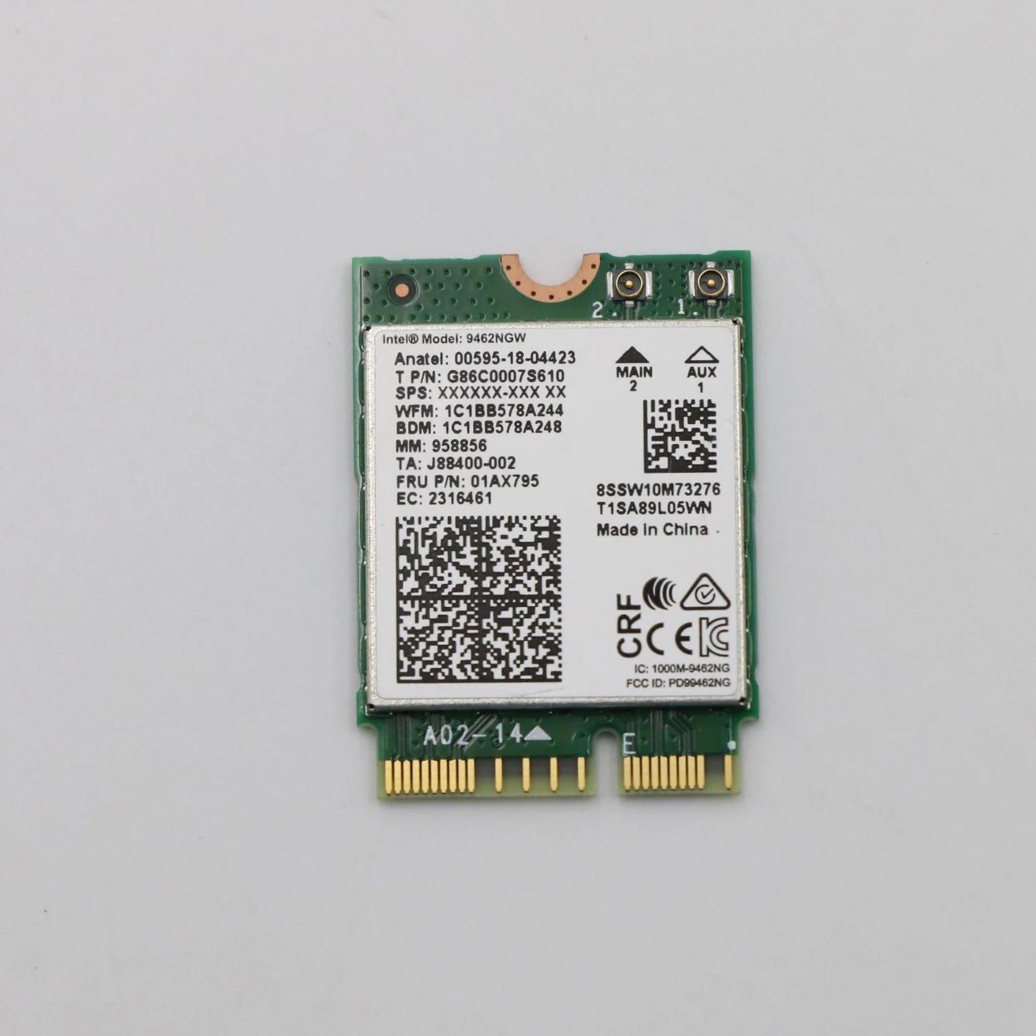 

Applicable for Lenovo laptop wireless card Bluetooth module 01AX795 WIFI card Intel 9462NGW G86C000S610 8SSW10M73276