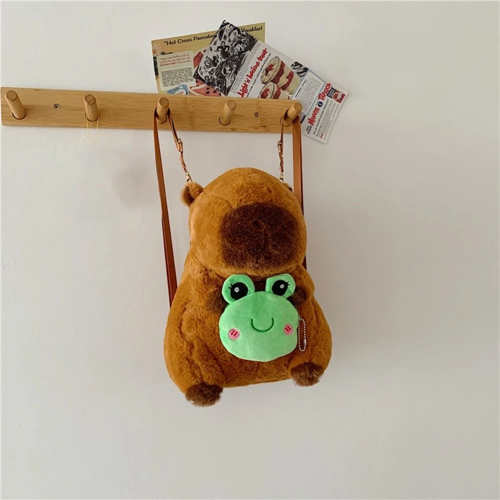 Large Capacity Capybara Plush Backpack Panda Animal Pattern Cartoon Children's School Bag Frog Storage Bag Kawaii Knapsack