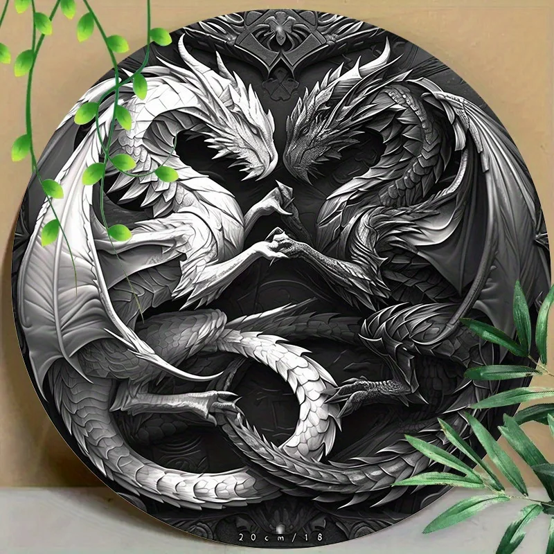 

Round Metal Sign, Dragons, Bedroom, Coffee Shop, Bar, Living Room Decoration, Wall Decoration Art, Decorative Wall Poster