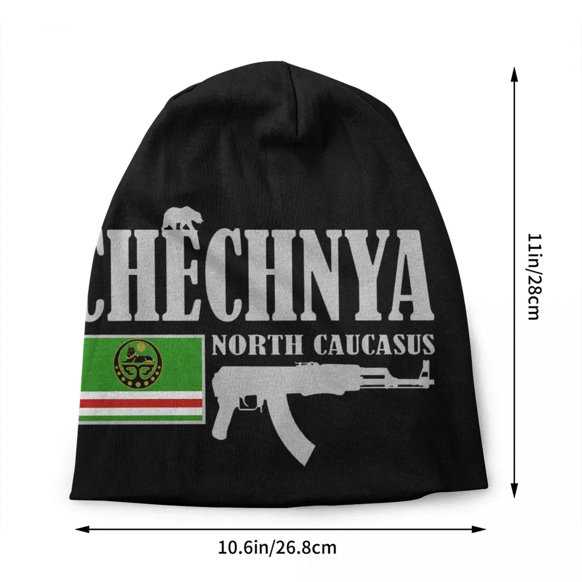 Custom Chechnya Fighter Skullies Beanies Caps Men Women Unisex Streetwear Winter Warm Knit Hat Adult Chechen Flag Bonnet Hats