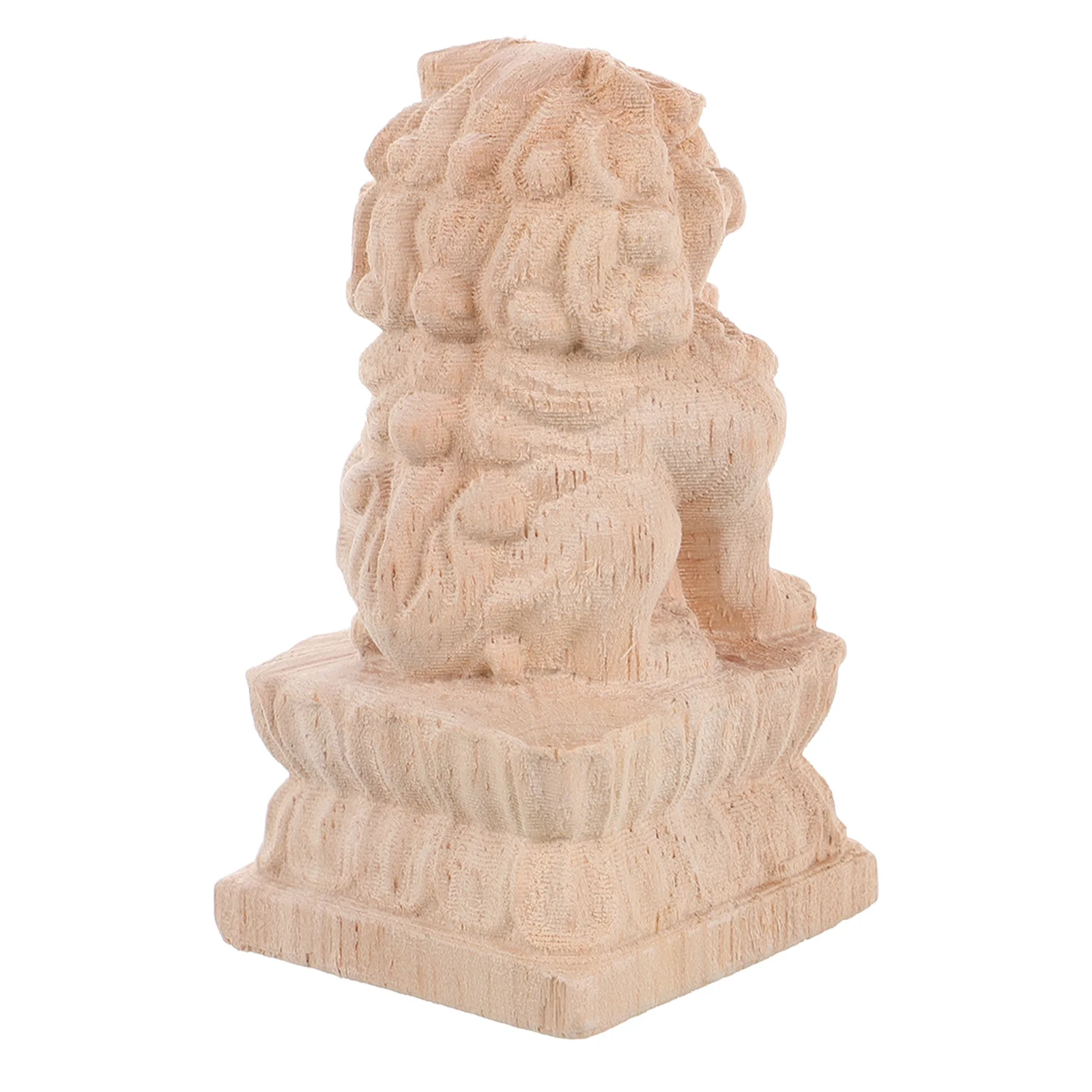

Chinese Traditional Ornament Intricately Carved Wood Lion Statue Guardian Decor Indoor Animals Sculpture Home Accent