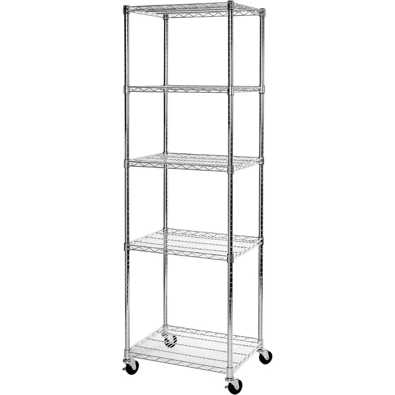 Ultra Durable Heavy Duty NSF Solid Steel Wire Rack Storage Organizer Shelving Unit 5 Tier for Garage Kitchen Warehouse