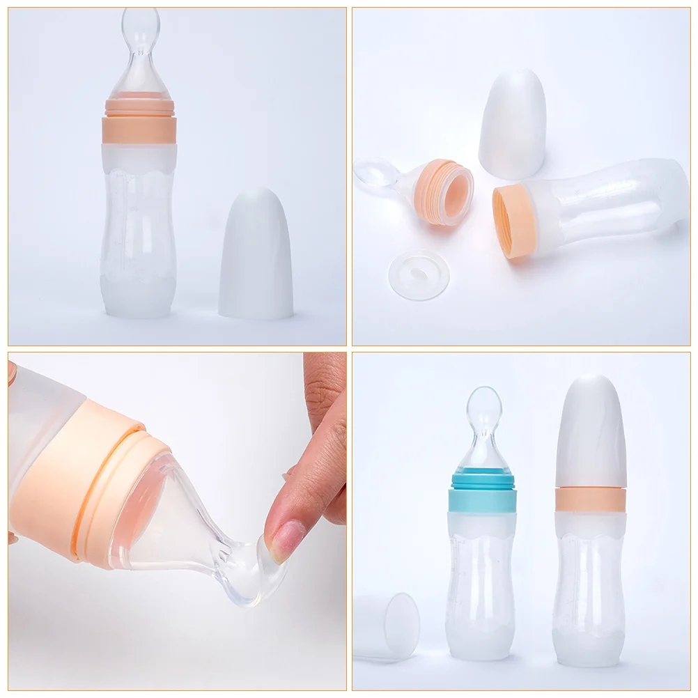 

120 Ml Baby Rice Paste Spoon Infant Squeeze Bottle Clear Scale Feeder Freezer Feeding Silica Gel Child Spoons