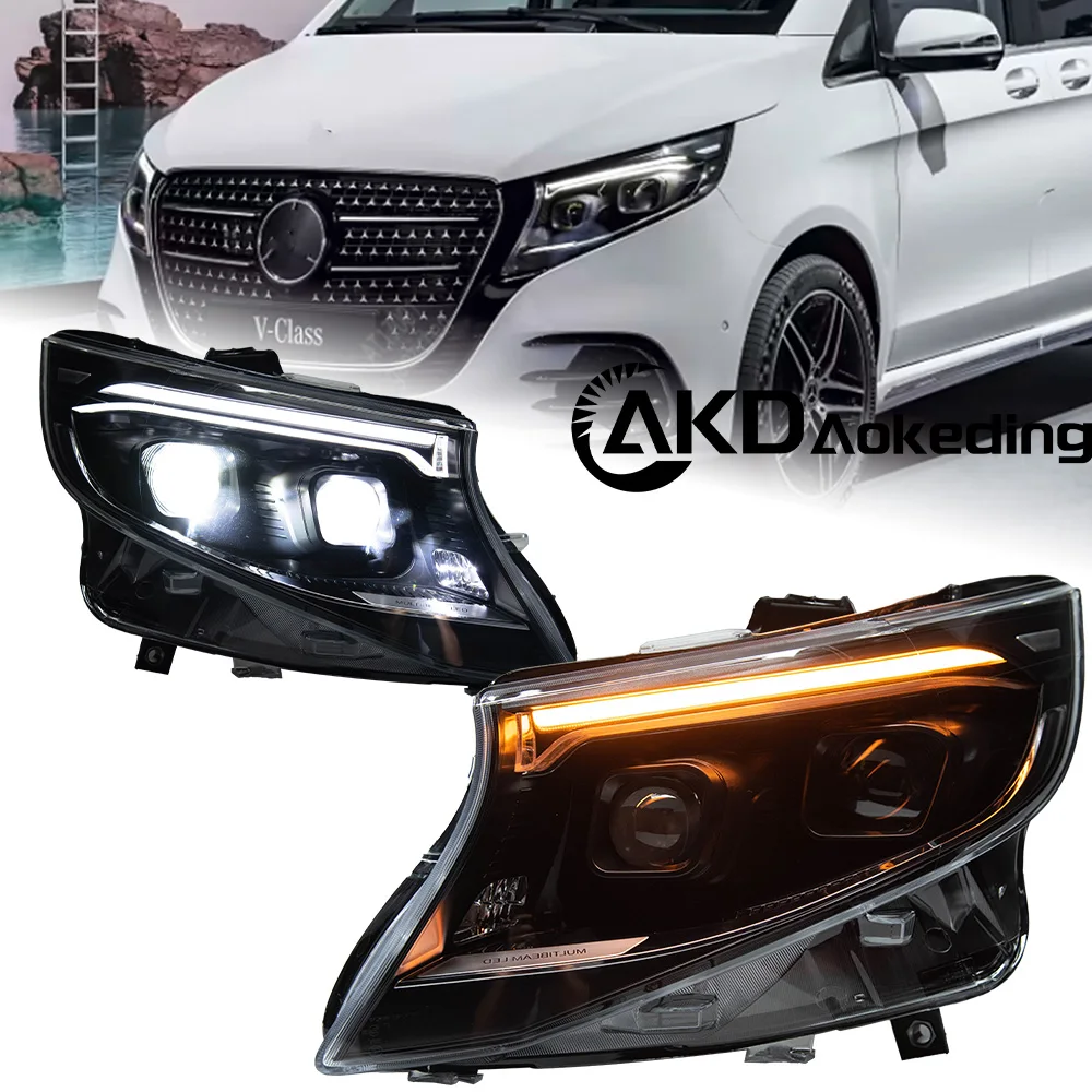 

AKD Car For Benz Vito 2016-2023 Headlight DRL Hella 12V H7 LED Bi Xenon Bulbs Fog Light Tools 2 PCS Vito W447 Cars Accessories