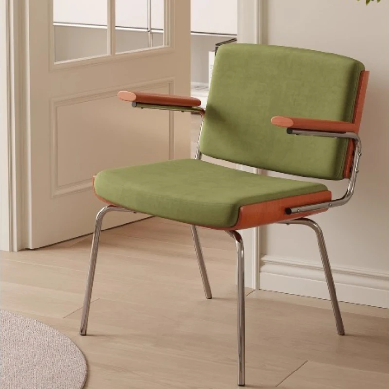 

Mid-Century Dining Chair - Solid Wood Upholstered Backrest Vintage Accent Chair for Home Kitchen Cafe or Lounge Furniture