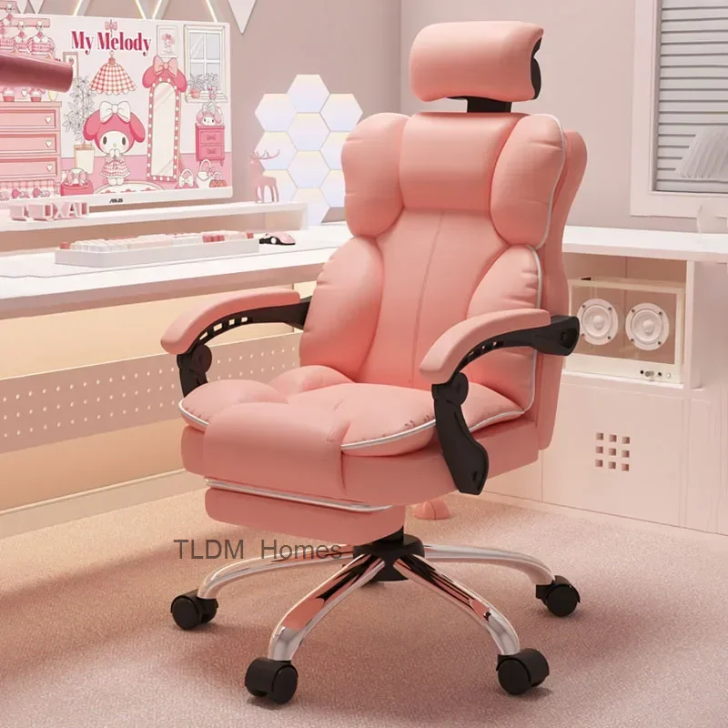 Aesthetic Low Price Kawaii Office Chair Back Cushion White Luxury Girls Gaming Chair Office Furniture