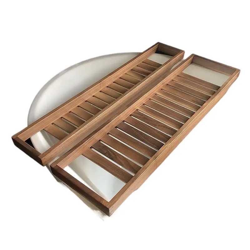 

Solid wood bathtub rack walnut bath hotel homestay bathroom storage balcony bucket light luxury