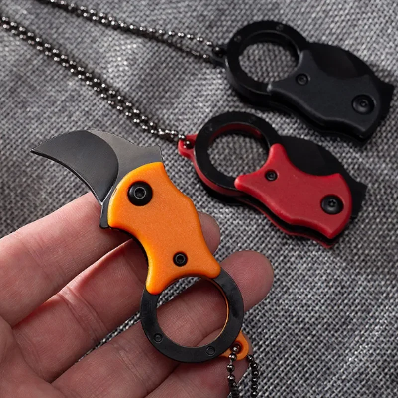 Folding Mini Portable Knife Camping Travel Multifunctional Outdoor EDC Tool with Chain Keychain Accessory