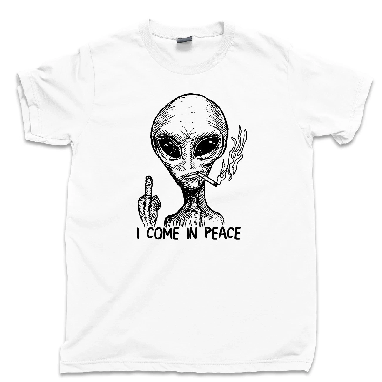 Alien I Come in Peace Aliens Invaded The Earth and Headed for Outer Space Comfortable and Breathable Funny Men's Clothing Tee