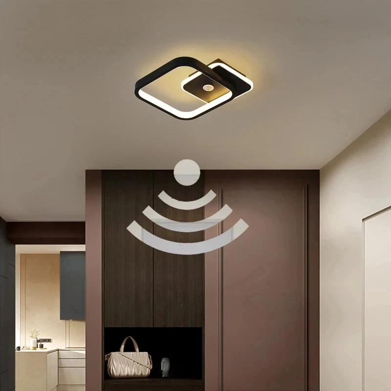 Black PIR Motion Sensor Ceiling Lamps for Bedroom Living Room AC85-265V Indoor Induction Ceiling Lights Decor for Corridor Aisle