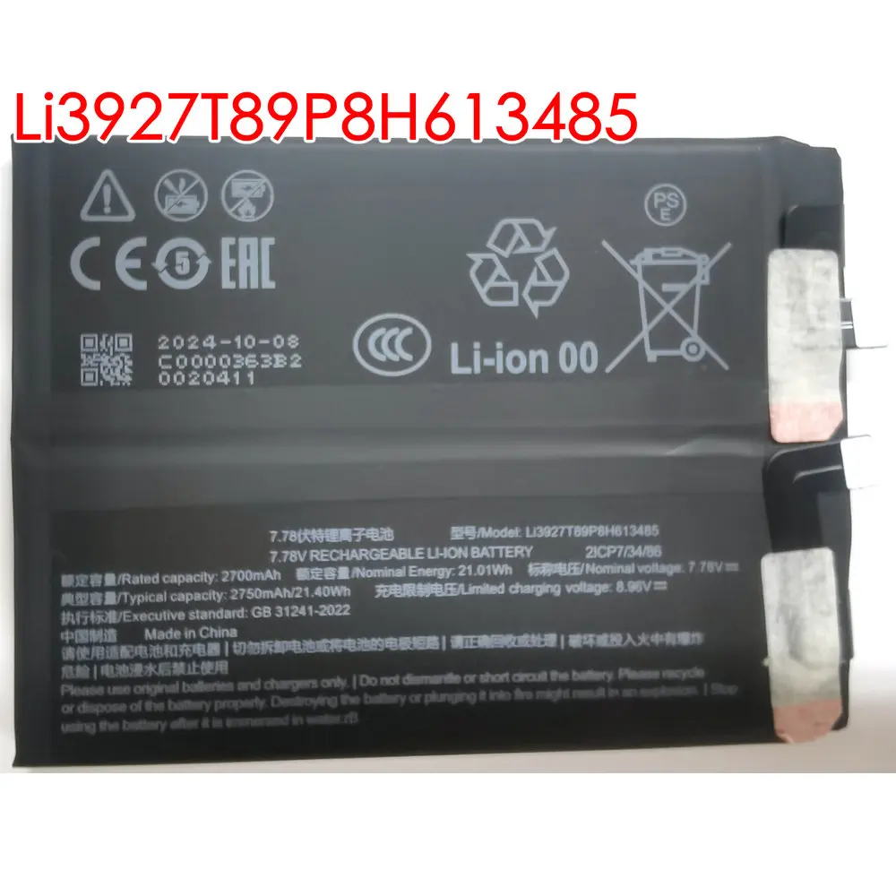 

New Li3927T89P8h613485 7.78V 2700mAh*2 High Capacity Battery For Nubia Red Magic 9 Pro+ NX769J 9S Pro+ Smartphone 2ICP7/34/86