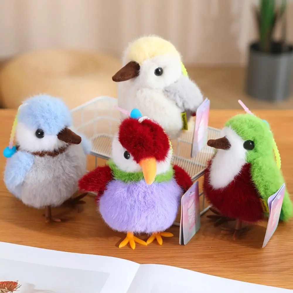 Key Chain Blue Tit Birds Plush Pendant Imitation Fluffy Birdie Doll Keyrings Plushies Soft Parrot Plush Doll New Year Gift