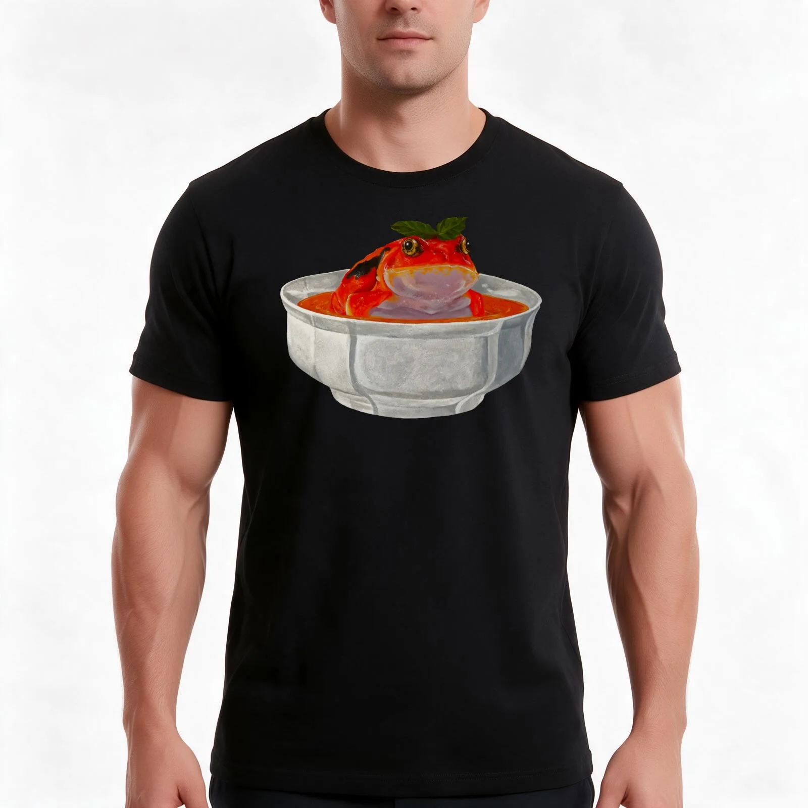 Tomato frog soup T-Shirt, Summer Casual Cotton Tee, Oversized Streetwear Tops, Vintage Graphic Print, Loose Fit Short Sleeve