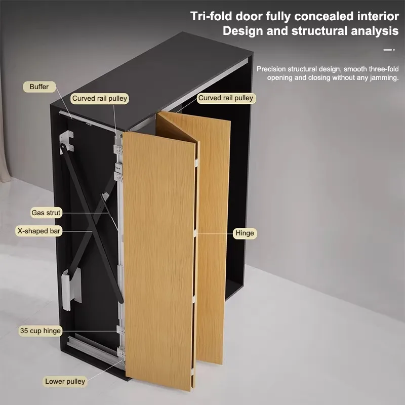 Heavy Kit Folding Accessories Interior Hidden Slide Concealed Hardware Pocket Door System for Bedroom Cabinet Sliding Rails