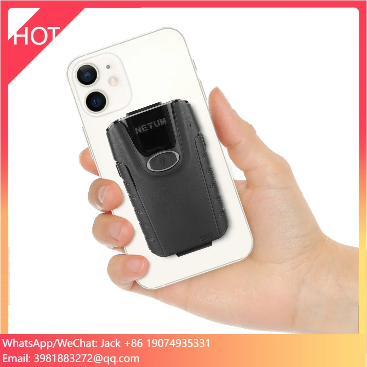 

Netum E-800 Easy Attach To Phone Wireless Blue Tooth Portable Back Clip 2D Barcode Scanner For Smartphone