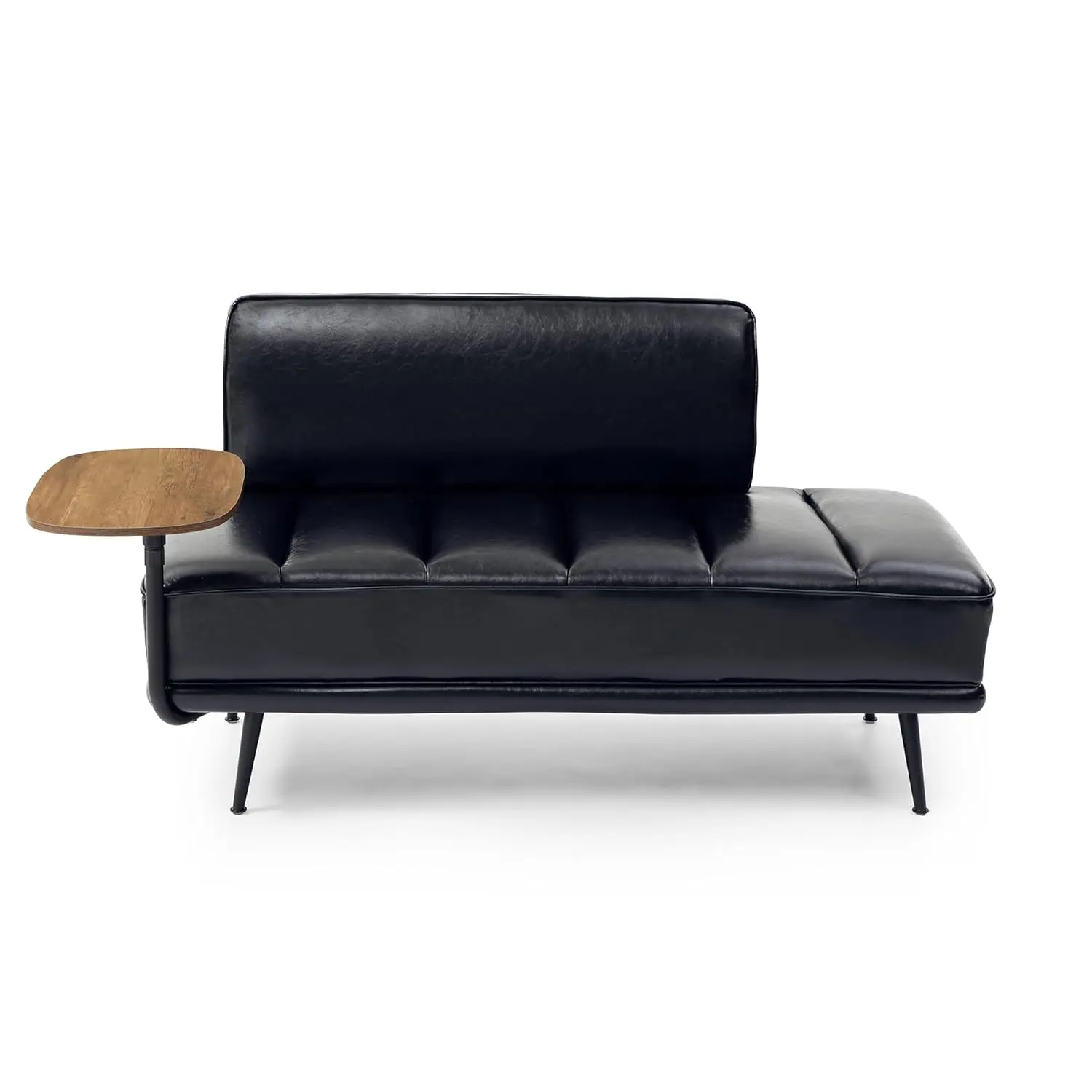 

55" Modern Loveseat Sofa Couch, Mid Century Faux Leather Upholstered Small Couches for Small Spaces with 360-Degree Swivel Tray