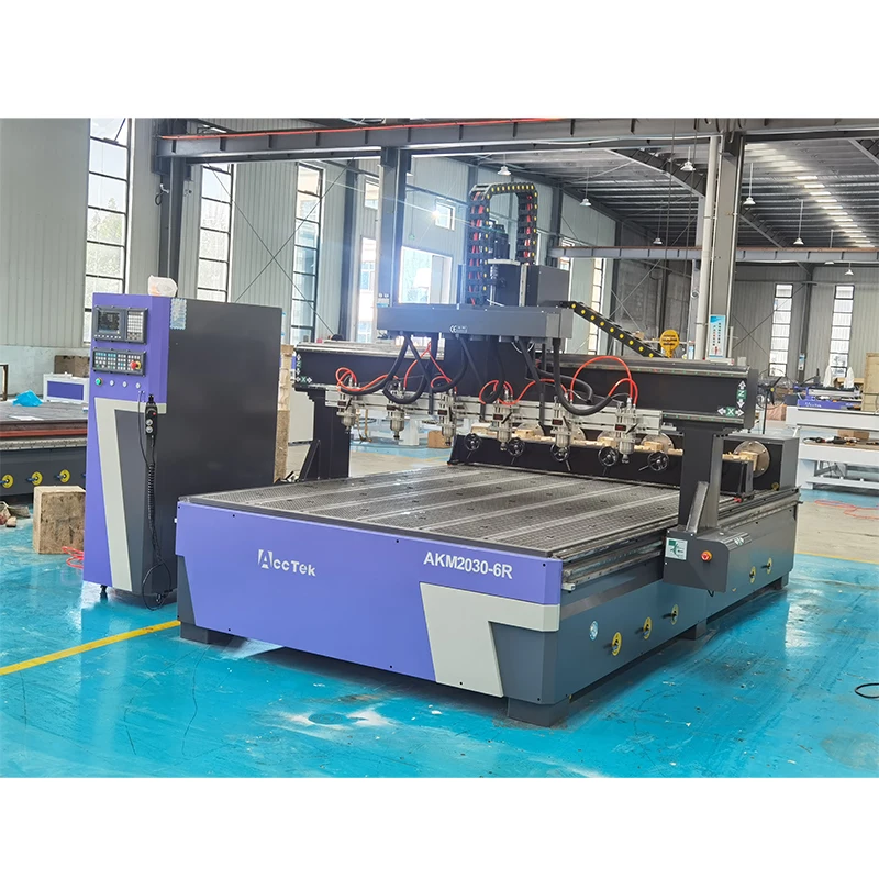 AKM1325-6 4 AXIS CNC Router Machine with 6 Water Cooling Spindle for 3D Woodworking Metal and Nonmetal Cutting