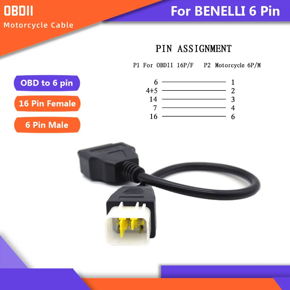 Motorcycle OBD2 Cable Motorbike Diagnostic adapter for Suzuki for KAWASAKI for Benelli 6pin for Ducadi for Honda 4Pin for KYMCO