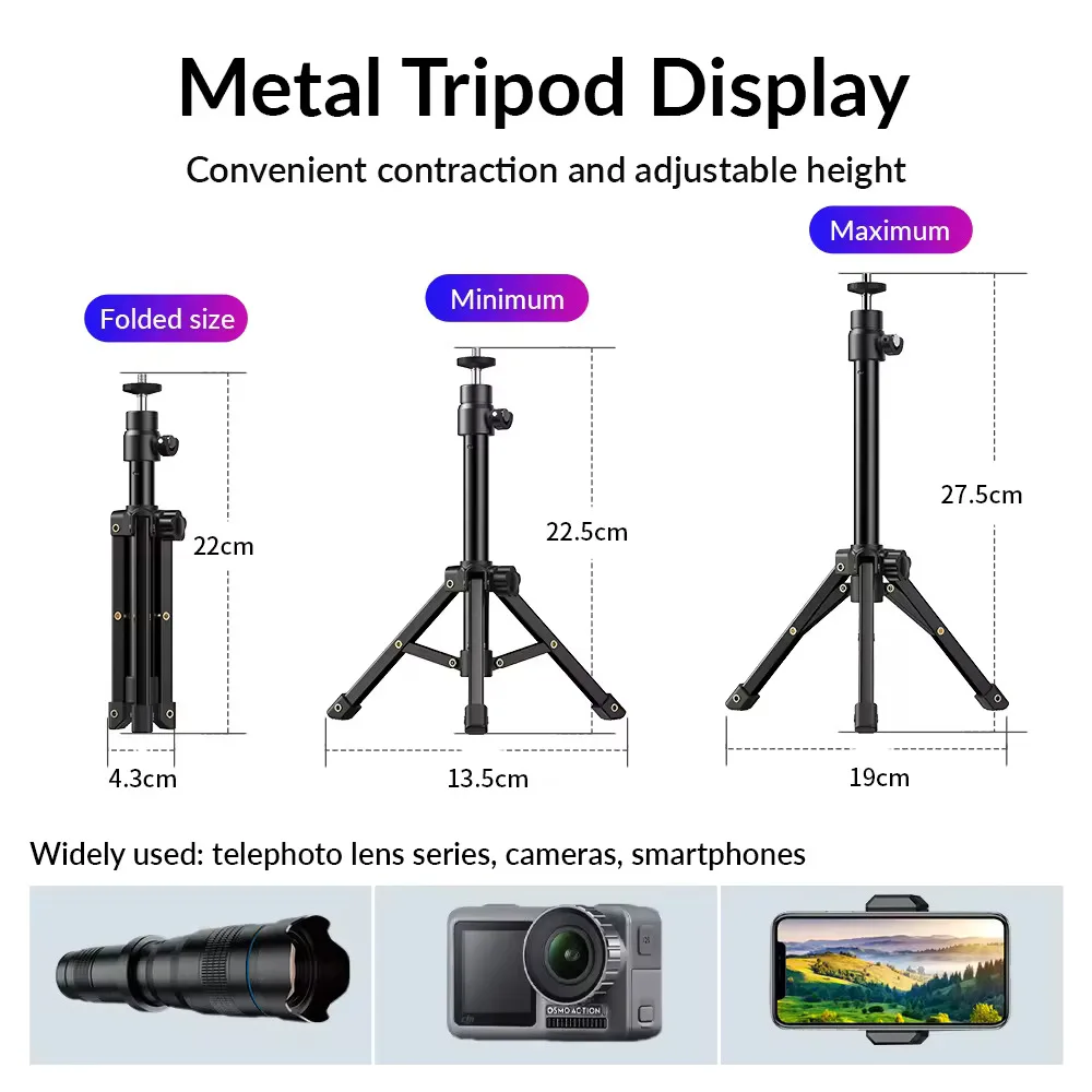 36X 4K HD metalowy telefon komórkowy zewnętrzny soczewka powiększająca zestaw ze statywem Tiktok krótki film rozrywkowy na żywo na żywo na odległość nocna scena s