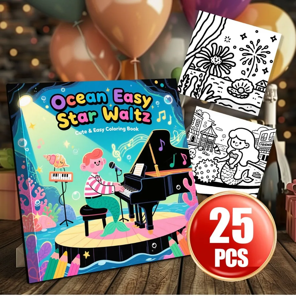 Ocean Mermaid Coloring Book Stress Relief Hand Account DIY Original Patterns Thickened Paper Smooth Coloring Experience