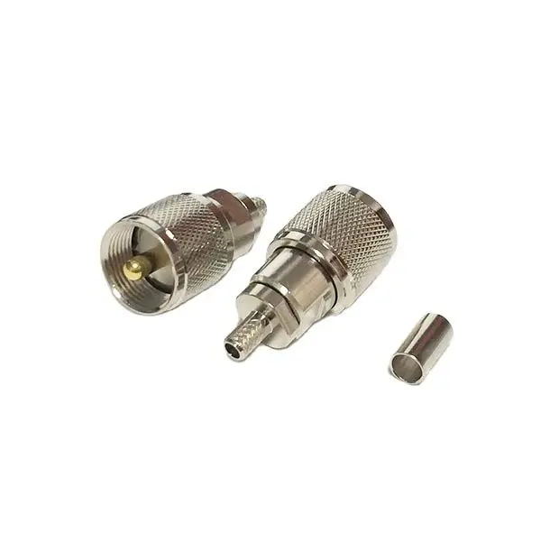 1pc  New UHF Male Plug Convertor Crimp  With  For RG58,RG142,RG400,LMR195  Long Straight  Nickelplated  Wholesale