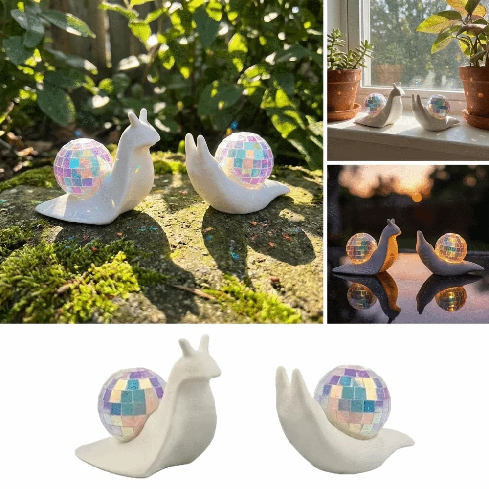 2 PCS Snail Shaped Snail Disco Ball Suncatcher Light Catcher Disco Ball Structure Sunlight Catcher Ornament Creative Style