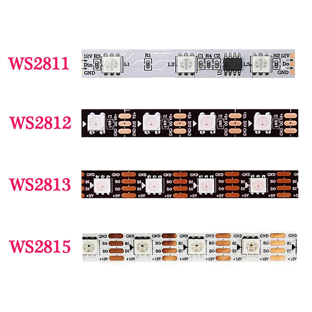 WS2812B WS2811 WS2815 WS2813 RGB LED 스트립 개별 주소 지정 30/60/144 픽셀/Leds/M 테이프 빛 IP30/IP65/IP67 DC5V-DC12V