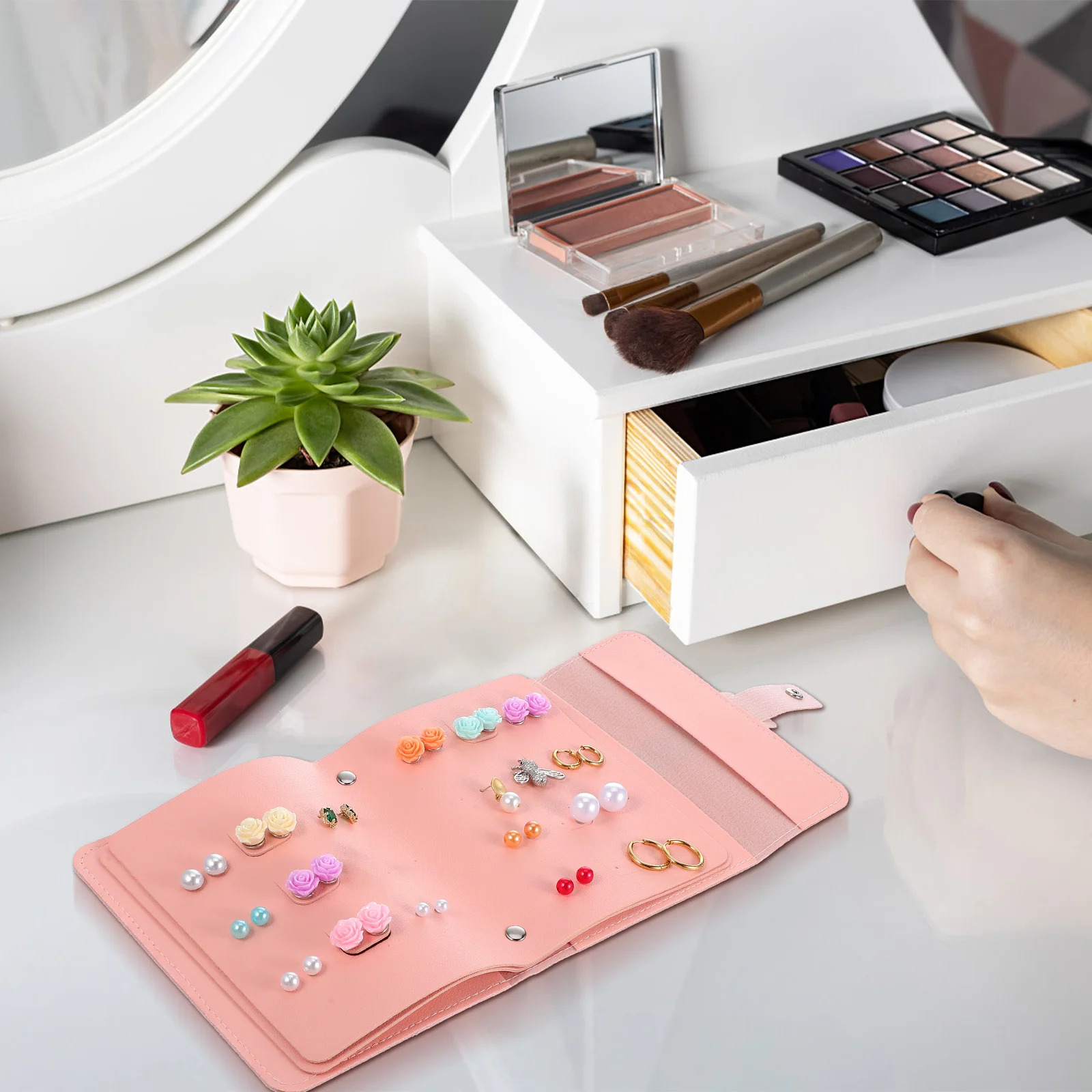 

Earring Organizer Book Large Capacity PU Material Travel Earring Holder Portable Jewelry Storage Pouch Ear Stud Storage Bag