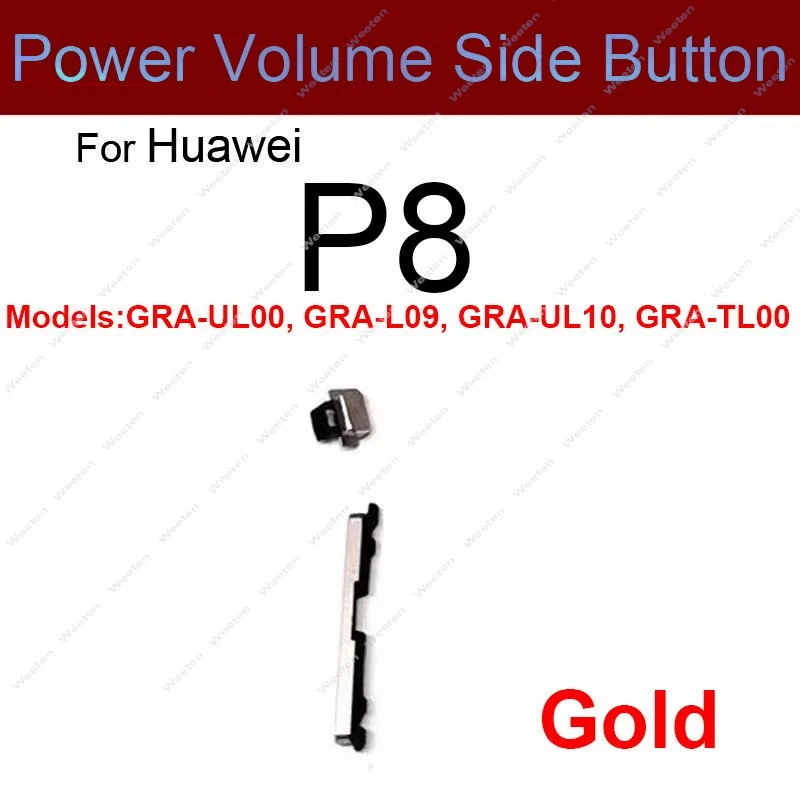 New Power Volume Buttons For Huawei P8 ON OFF Power Volume Up Down Side Button Switch Keys Flex Ribbon Repalcement Repair Parts