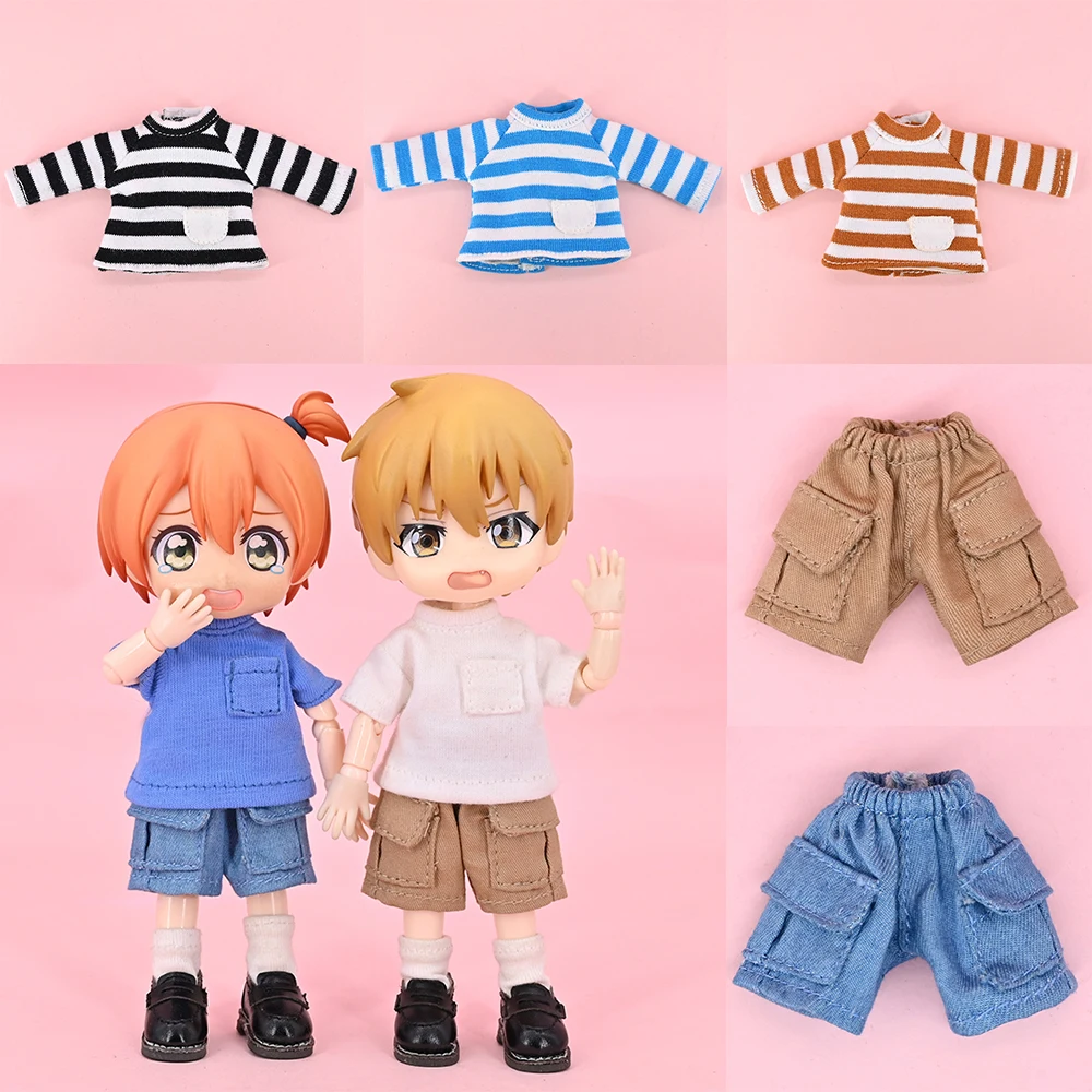 Ob11 Doll Cargo Shorts Clothes Fashion Solid Color Doll T-Shirt Clothes Toy For Obitsu11, Molly, Ymy, Ufdoll, Gsc, Penny Doll