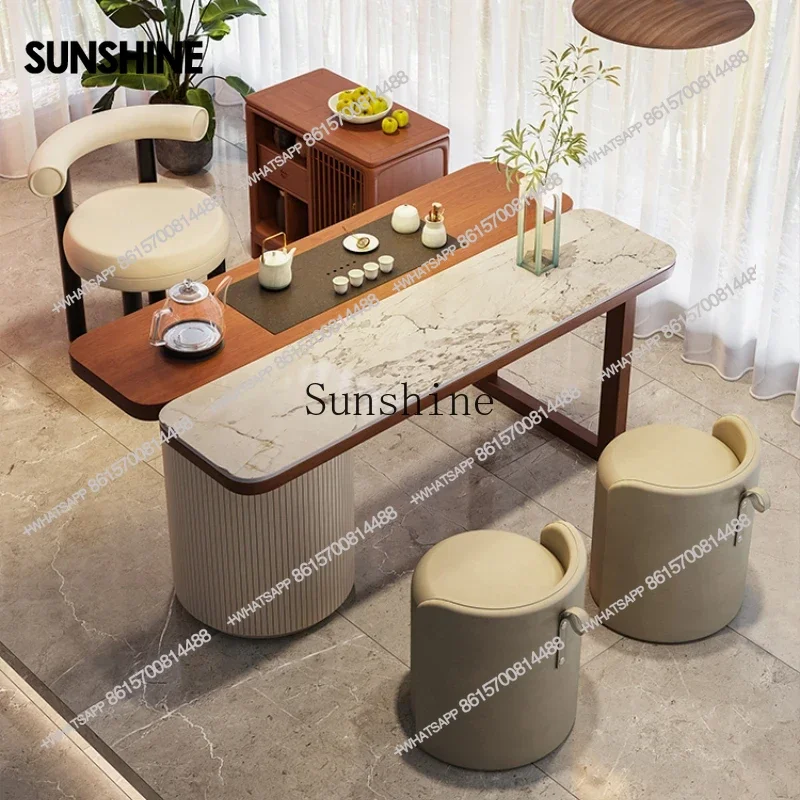 

French cream wind rock slab balcony tea table and chair combination