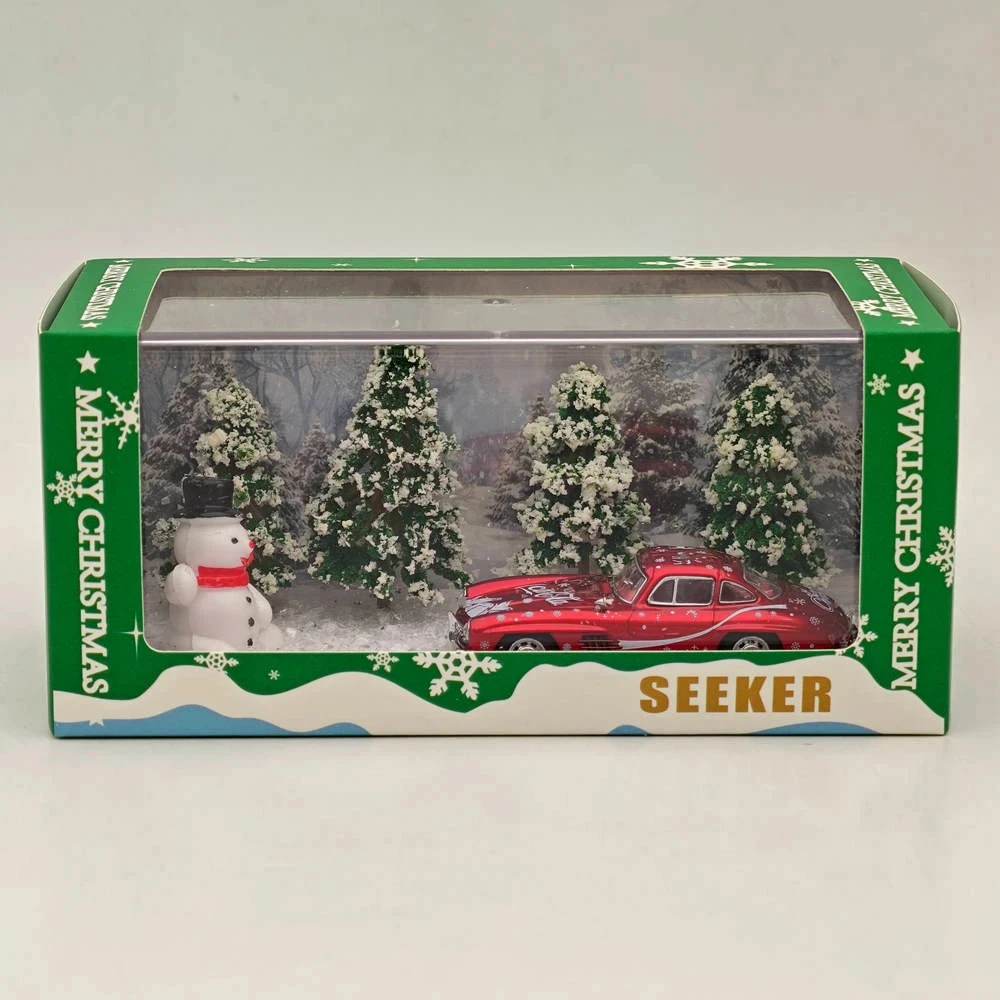 รถโมเดลไดแคสต์โลหะผสมคุณภาพสูง Seeker 1:64 300SL - ธีมคริสต์มาส เหมาะสำหรับผู้ที่ชื่นชอบการสะสมอายุ 14 ปีขึ้นไป เป็นของขวัญสะสม