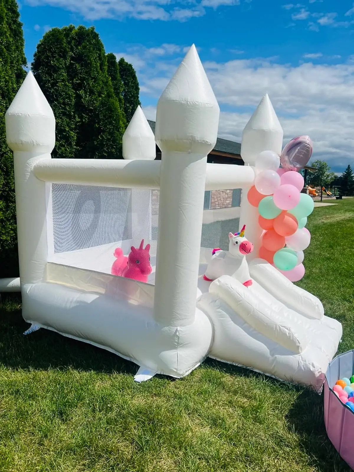 Minicastillo inflable para niños, castillo hinchable blanco, Popular, actividad de alquiler