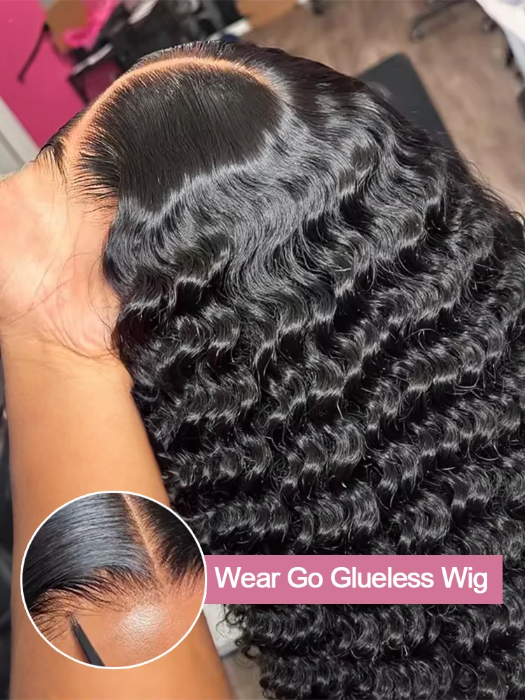 30 40 Inch Water Wave Curly 7x5 13x4 Glueless Wig Human Hair 13x6 HD Lace Frontal Wig Pre Cut Wear Go Deep Wave Front Wig 300%