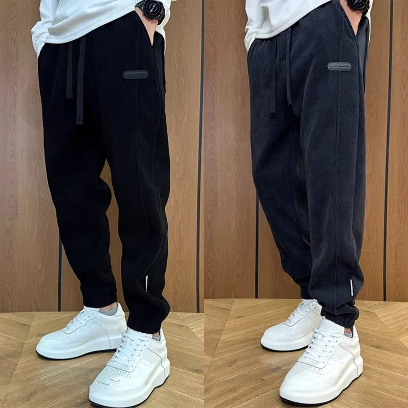 

Men's Autumn Winter Large Size Cotton Velvet Casual Pants Loose Fit Sports Sle Trousers Polyester Fiber Non-Sinkable
