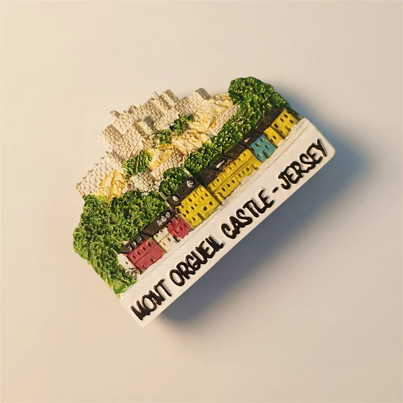 Castle at Mount Oggle, Jersey, UK: Visual 3D Souvenir Decoration Resin Fridge Magnet