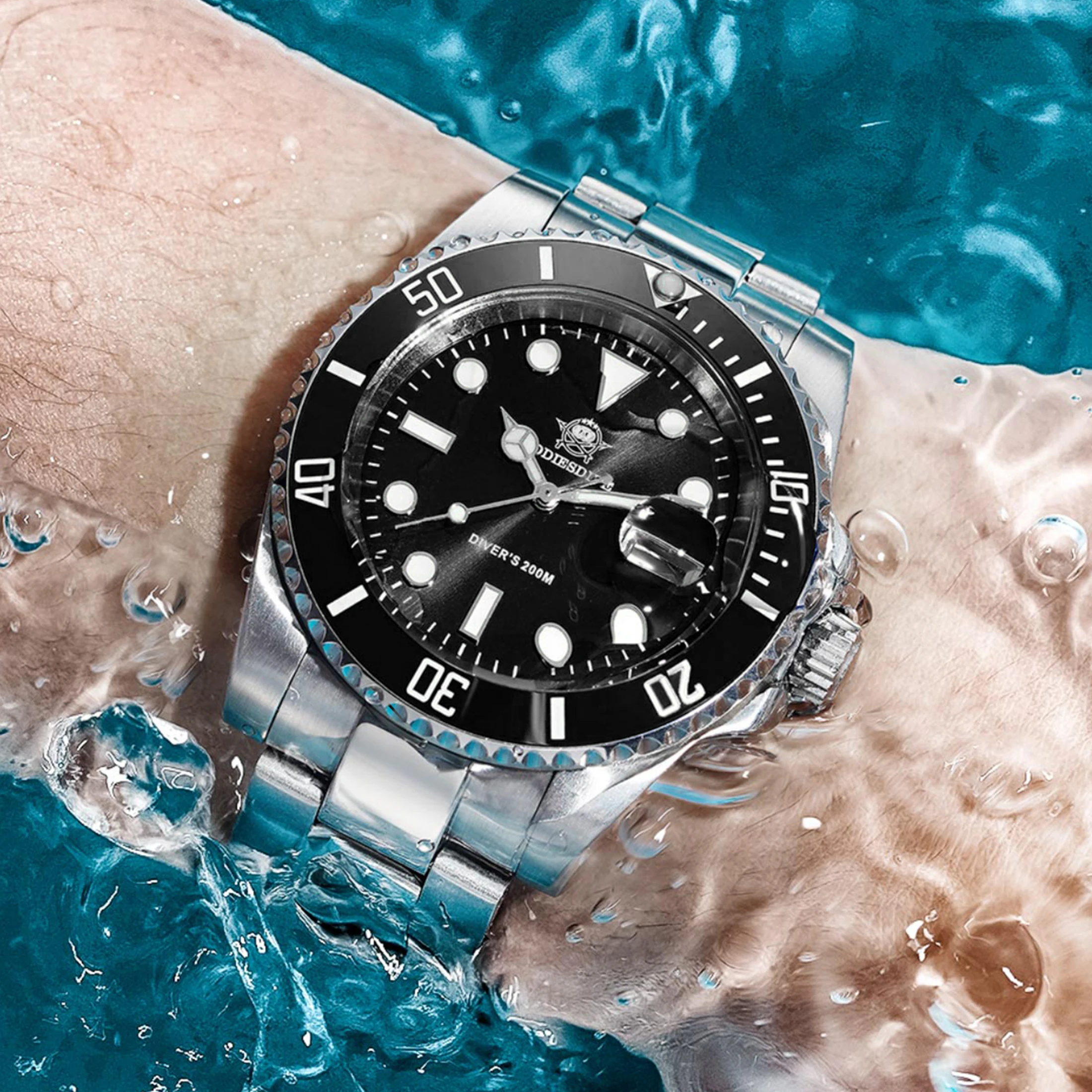 ADDIESDIVE Hot Selling Luxury Men's Diving Watch Steel BGW9 Luminous Ceramic Bezel 41mm 200M Waterproof Men's Analog Watch MY-H3