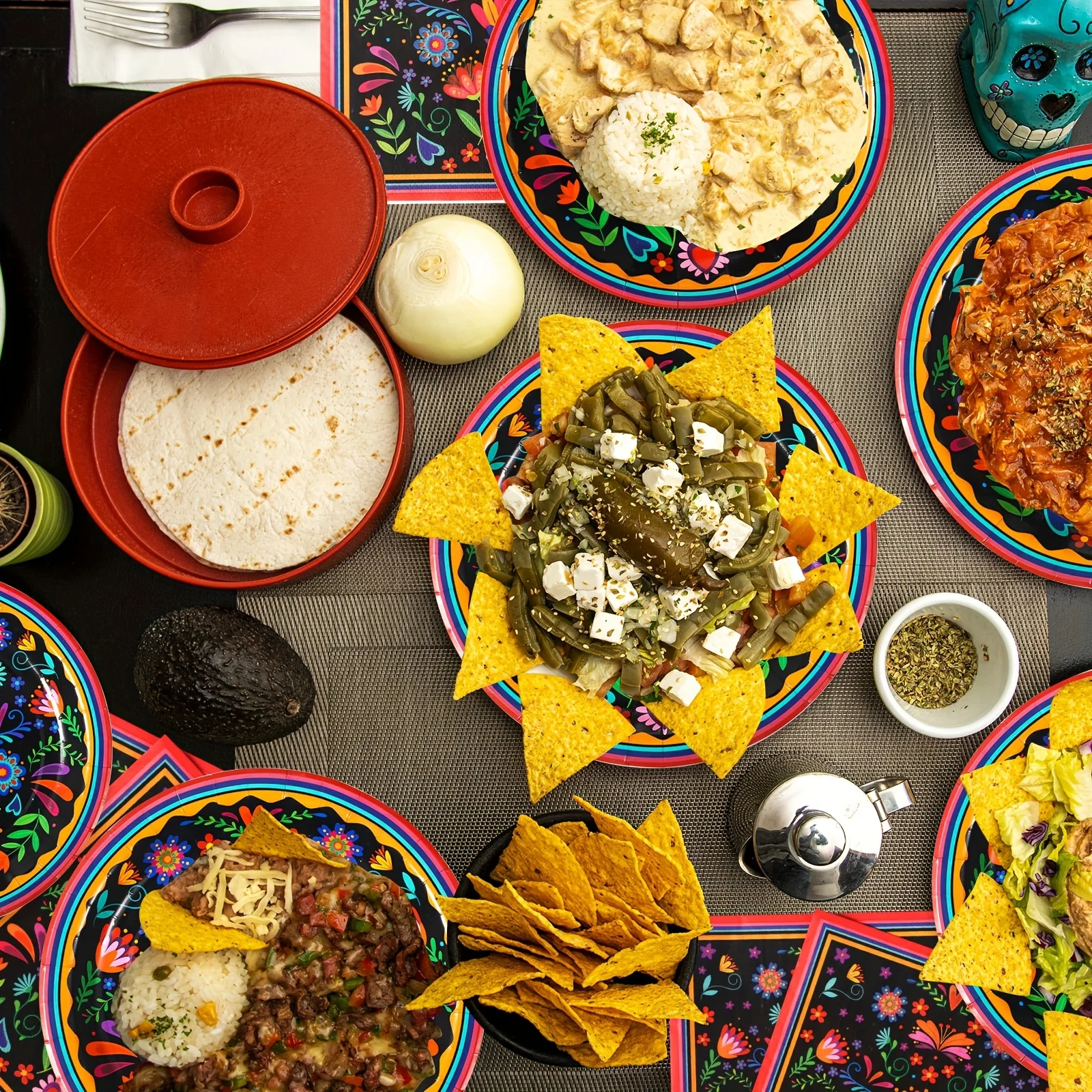

180pcs Mexican Party Decorations Serve 60 Guest 7'' And 9'' Disposable Paper Plates And Napkins Mexican Party Supplies Tableware Set Flower Dish for Holiday Birthday LuxuryLounge