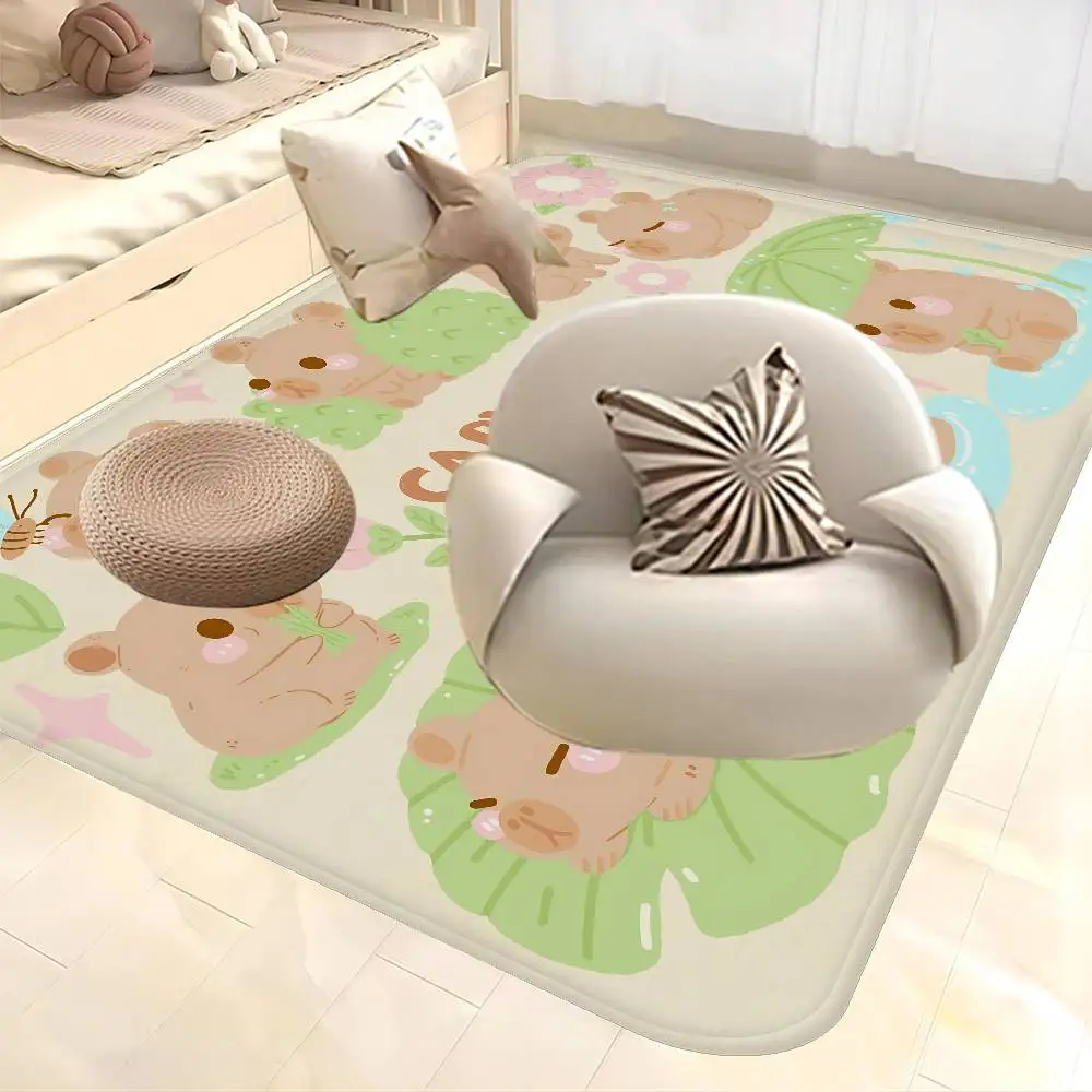 Cartoon Capybara Room Mats Anti-slip Absorb Water Long Strip Cushion Bedroon Mat Household Carpets