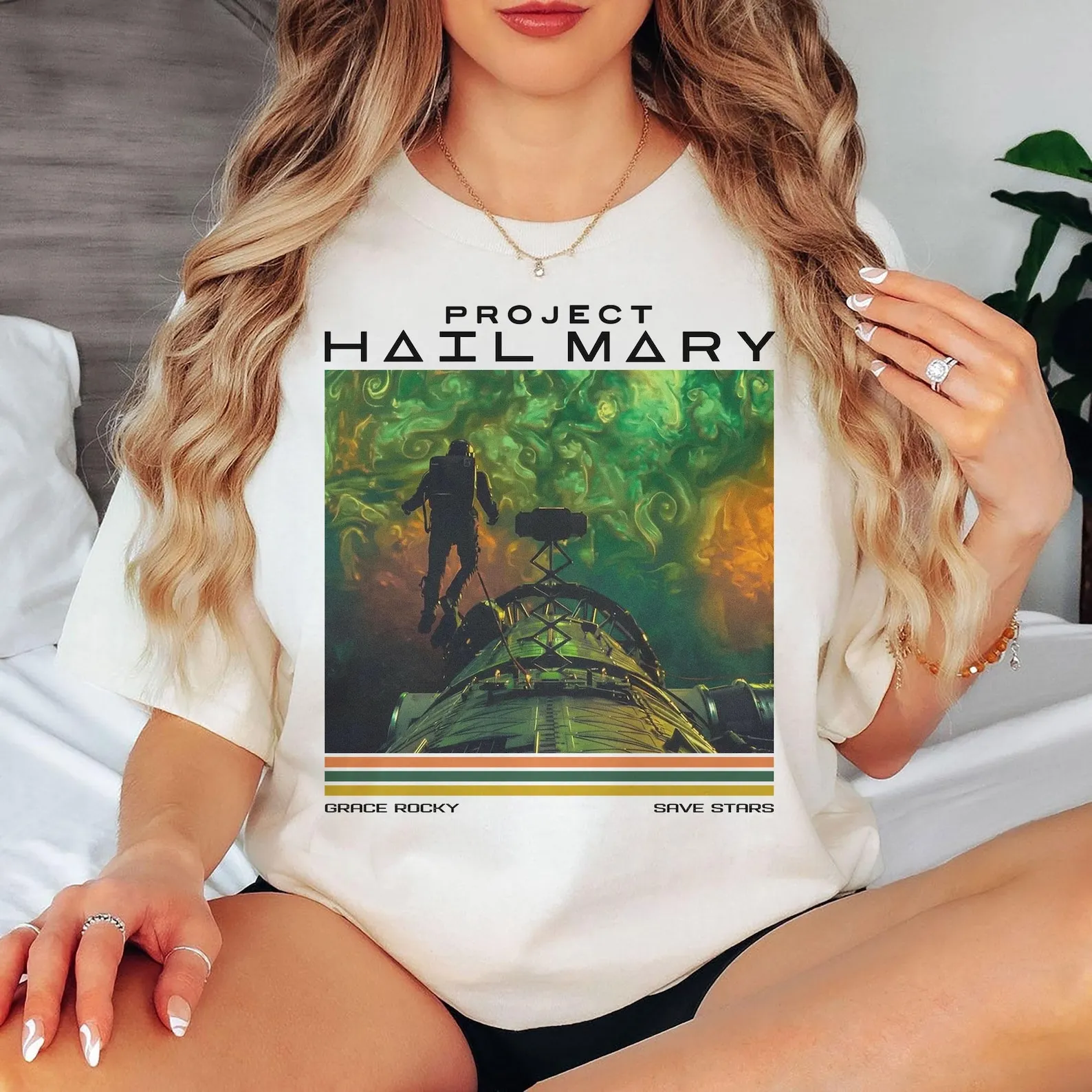 Project Hail Mary Spacecotton Shirt, Grace Rocky Save Stars, Andy Weir Fan Gift, Sci-Fi Book Lover Tee - view 3