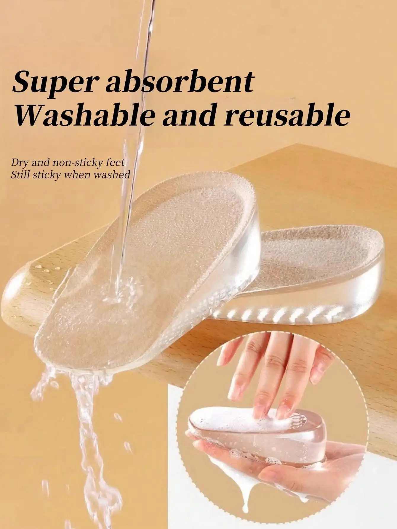 1 Paar selbstklebende, unsichtbare Einlegesohlen zur Erhöhung der Körpergröße, rutschfeste, atmungsaktive Wildleder-Honeycomb-Silikon-Einlagen für Männer und Frauen – Detail 1