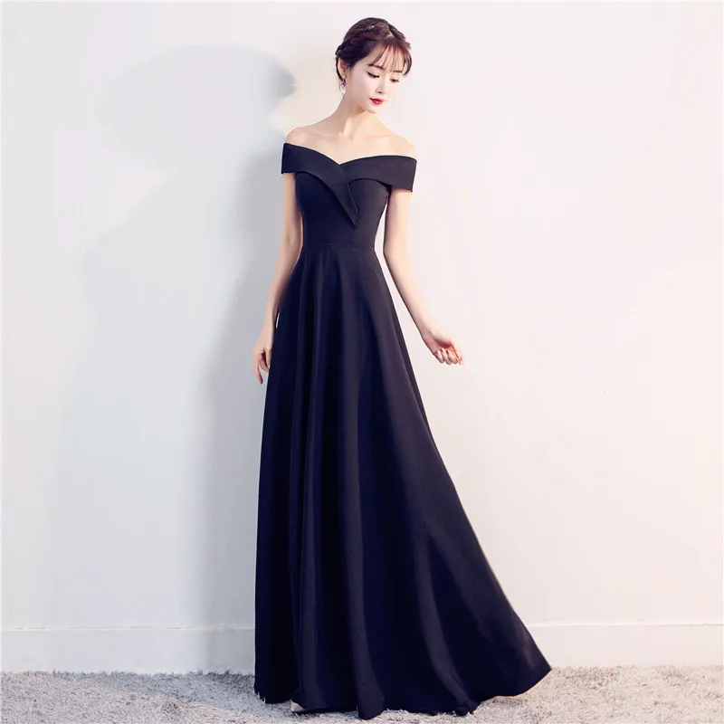 evening-dress-women's-new-style-banquet-bridesmaid-black-party-dress-wedding-annual-party-performance-one-shoulder-long-dress