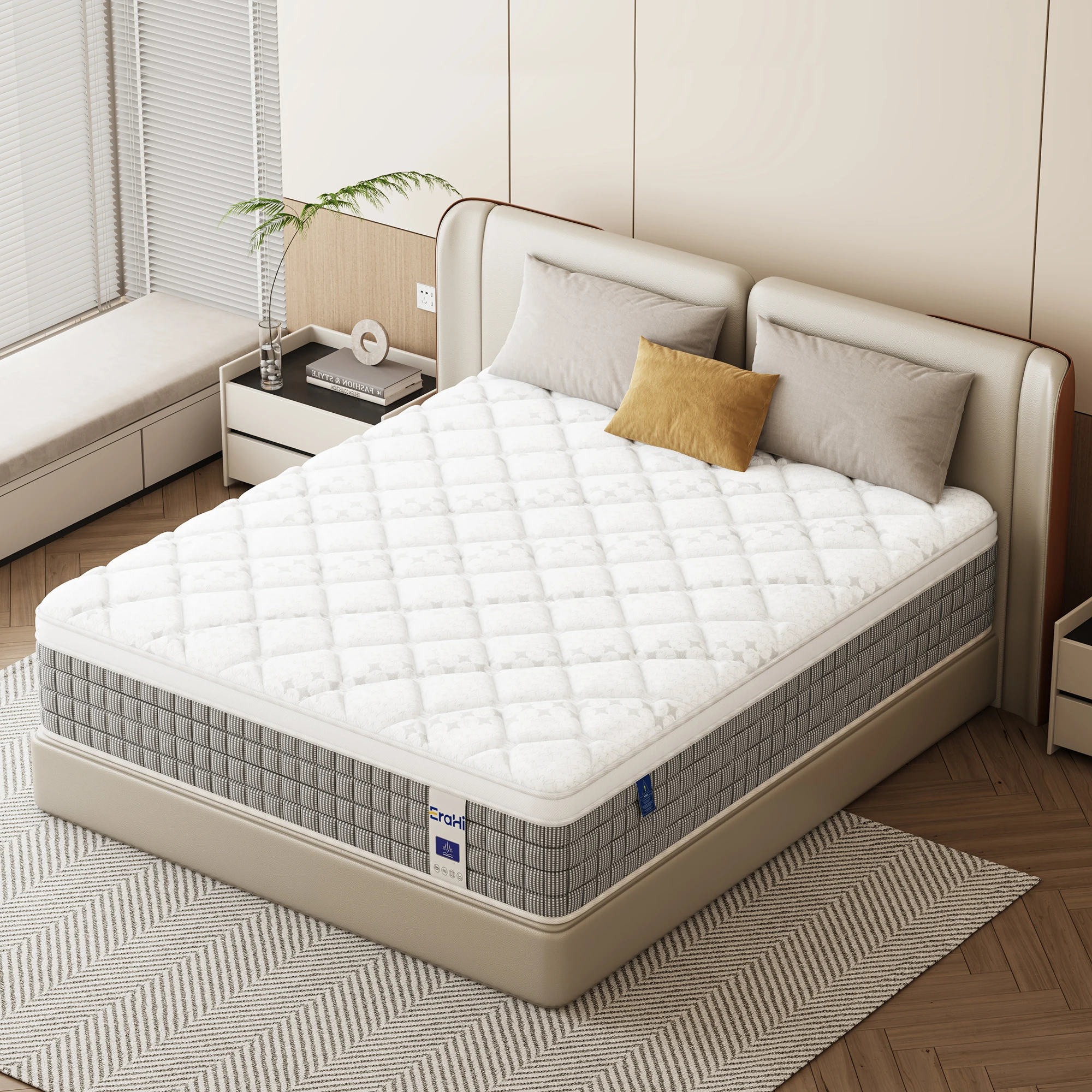 14インチのハイブリッドマットレス(個別ポケットコイル入り) - Memory Foam Mattress In A Box Queen のレビューと価格