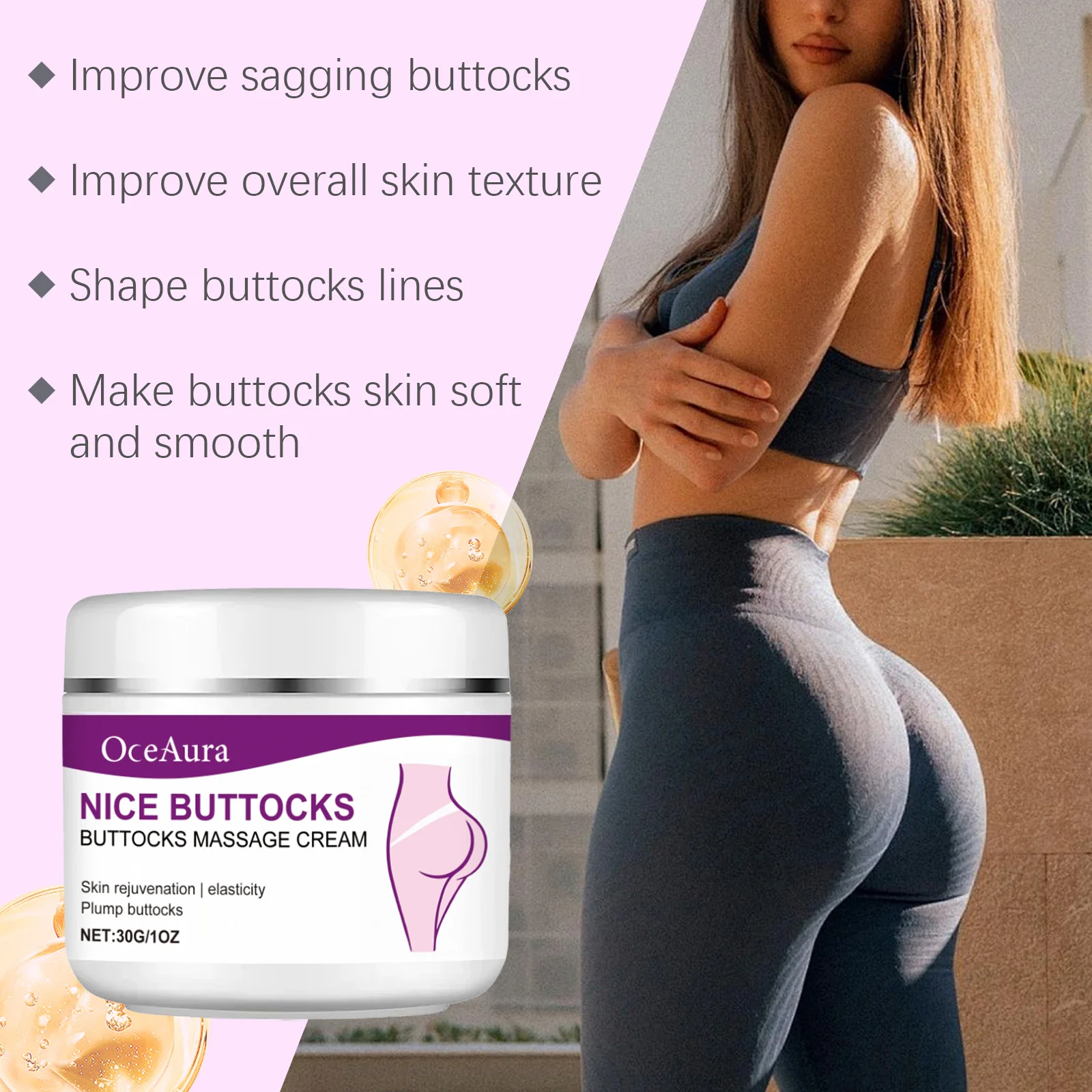Crema para levantar glúteos, mejora la flacidez, reafirmante, levantamiento de cadera, agrandamiento de glúteos, crema nutritiva suavizante para glúteos